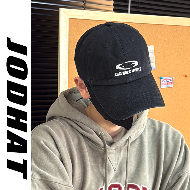 Jodhat宽檐加深显脸小棒球帽字母刺绣百搭帽子男女韩版黑色鸭舌帽