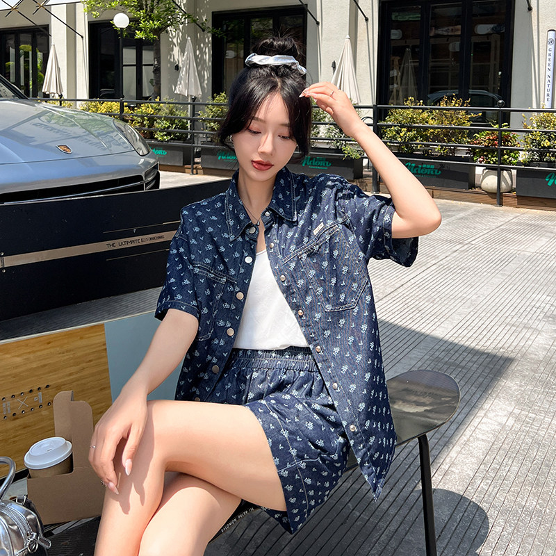 现货新款牛仔短袖套装短裤两件套062档口2665套装P150K228,女装套装/套裙,素依格格