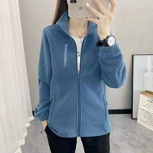 新款 户外抓绒衣女摇粒绒颗粒绒加绒加厚外套冲锋衣内胆女内搭上衣