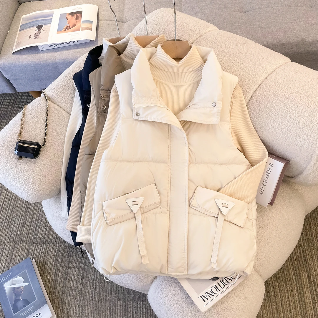 羽绒棉马甲女显瘦洋气2025新款时尚秋冬立领马夹收腰百搭无袖坎肩