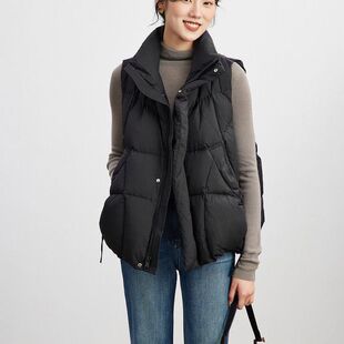 大码立领羽绒棉服马甲女款秋冬季2025新款小个子背心棉袄白色马夹