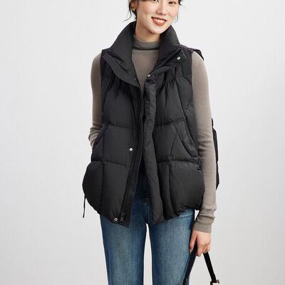 大码立领羽绒棉服马甲女款秋冬季2025新款小个子背心棉袄白色马夹