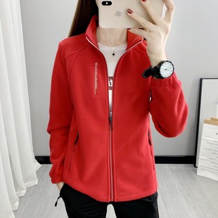 户外新款 抓绒衣女上衣秋冬保暖双面加厚冲锋衣内胆摇粒绒外套开衫