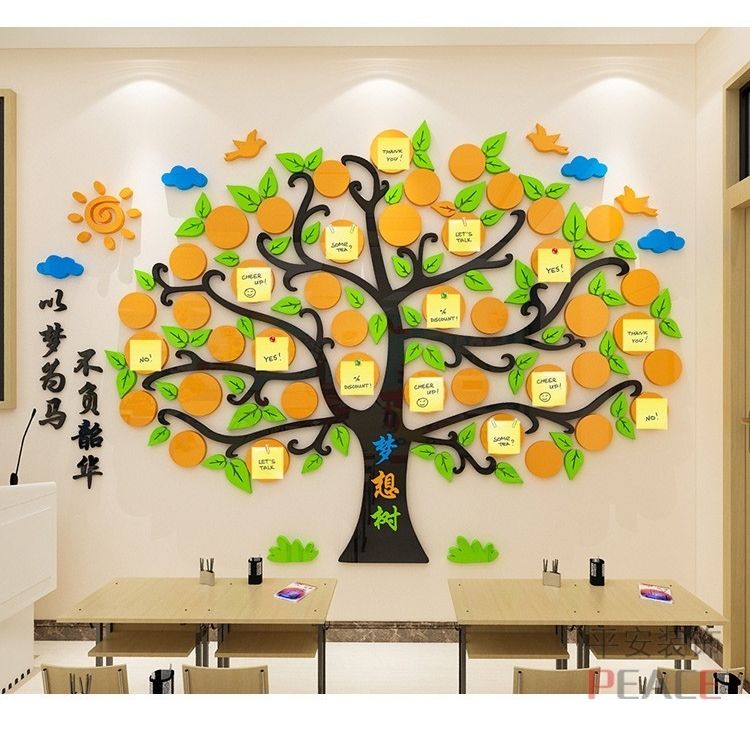 许愿树心愿目标墙创意亚克力初高中教室布置小学班级文化墙装饰画图片