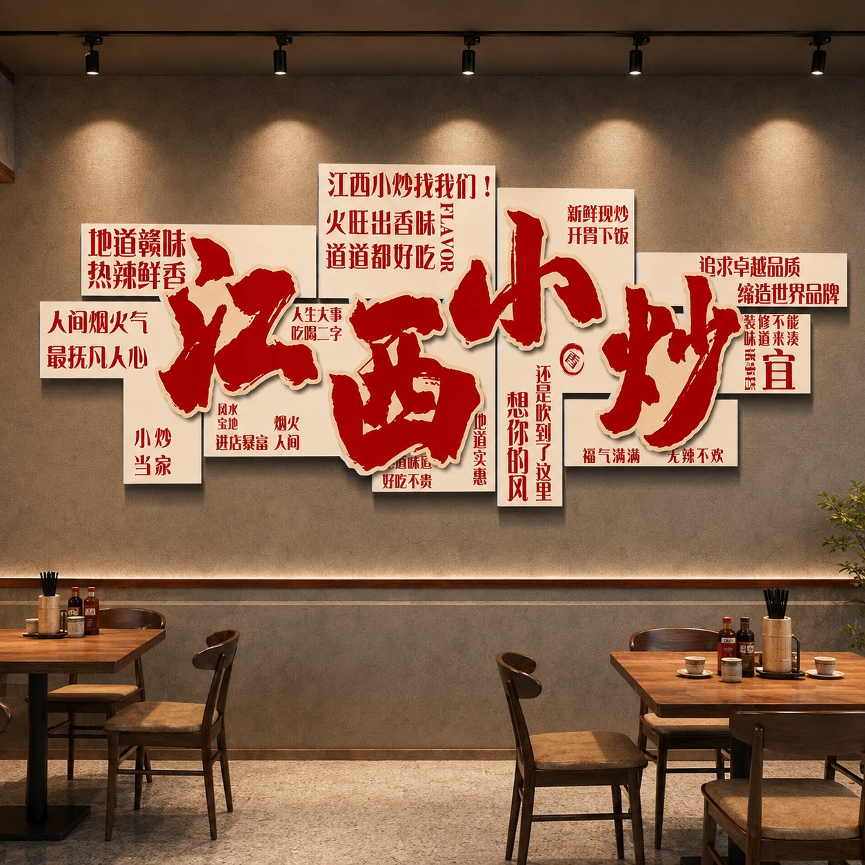 江西小炒装饰湘土菜馆广告海报餐饮饭店文化背景墙面贴布置壁挂画图片