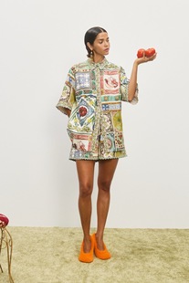 2025新款 澳洲小众亚麻印花短袖 套装 短裤 休闲度假两件套 衬衫