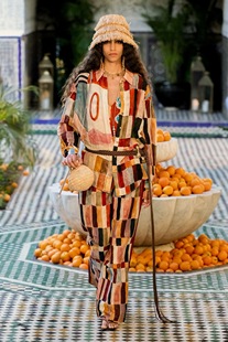 澳洲小众真丝丝麻手绘印花长袖衬衫阔腿裤套装2026新款度假两件套