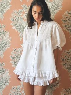 澳洲小众白色亚麻泡泡袖百搭上衣短裤套装2026新款度假休闲两件套