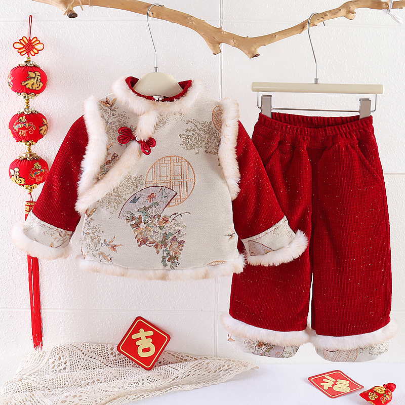 中小童冬季拜年服女童新年汉服