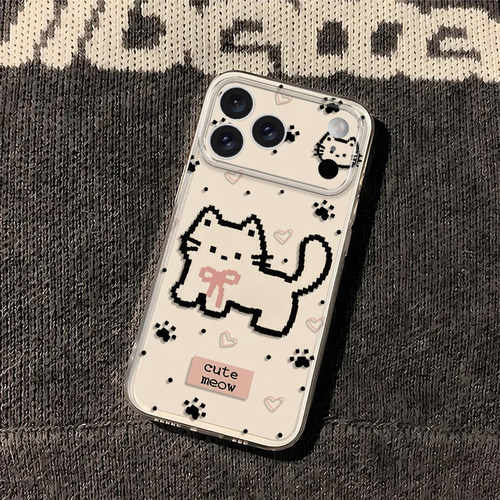 可爱像素小猫iPhone17手机壳适用苹果16ProMax透明15P新14Pro外壳iPhoneAir保护13pm套14Plus12新款ip全包Air