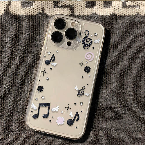 黑色音符相框适用苹果17promax手机壳新款iphone16潮流15保护套14plus镜头全包13por硅胶i12超薄11女xr软壳xs