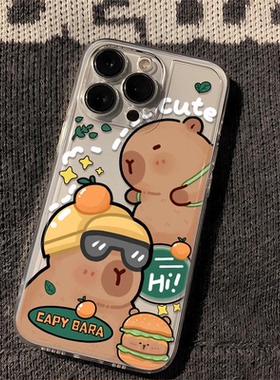 卡皮巴拉卡通可爱iPhone手机壳透明软壳小熊防摔保护套适用苹果17promax/16/15/14plus/13/12mini/11/xr/xs女