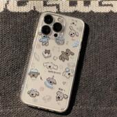 14plus 卡通小狗透明手机壳iPhone可爱疗愈居家保护套适用苹果17promax 12mini 8超薄6s