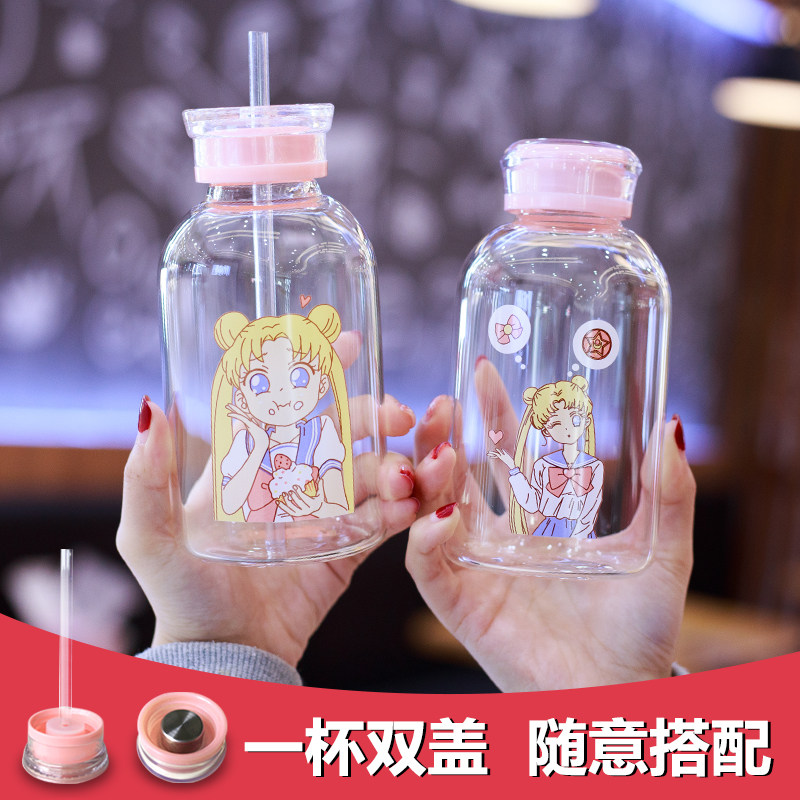 可爱玻璃杯女学生大容量创意便携带吸管家用泡茶随手清新儿童水杯在类目 餐饮具, 杯子/水杯/水壶, 玻璃杯中 - 来自Buy2taobao.com提供专业的淘宝代购服务