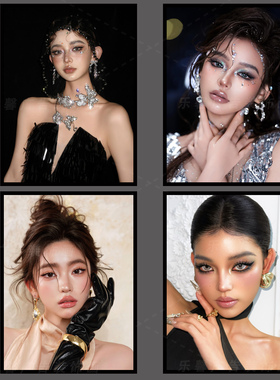 新品生活妆挂画化妆造型学校教师装饰画美妆室挂画亚裔创意妆容画