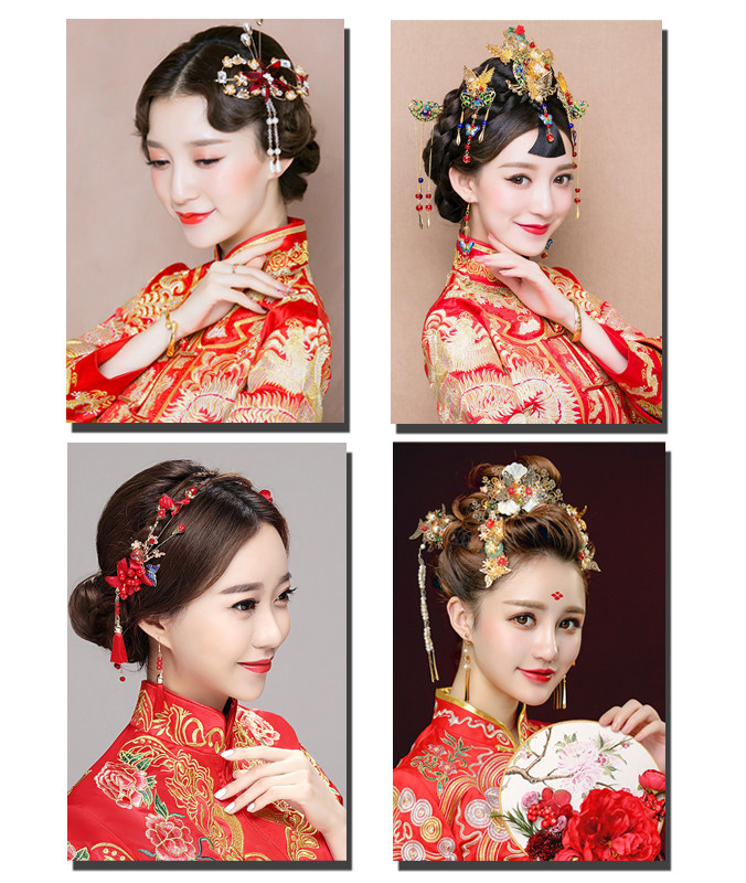 中式新娘妆妆容盘发造型装饰画禾秀妆古装造型挂画影楼化妆挂画