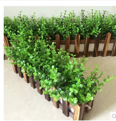 仿真假花草绿植实木防腐栅栏花艺套装阳窗台装饰客厅家居摆件田园