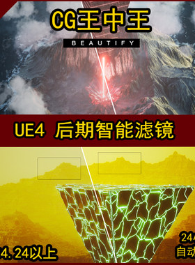UE4虚幻4后期场景调色智能滤镜一键美化画质增强后处理锐化素材