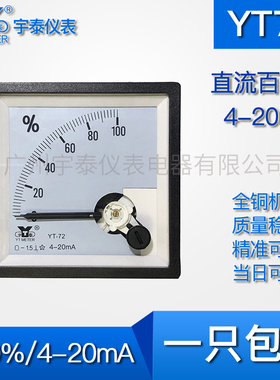 YT72百分百100%表频率直流频率表指针4-20ma输入电流表68*68mm