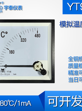 YT96 480℃模拟温度表1mA电流输入BE96 CP96 CZ96变送器开孔92mm