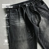 BAGGGGY日本赤耳面料14oz宽松直筒强竹节黑牛裤 马皮皮牌洗水廓形