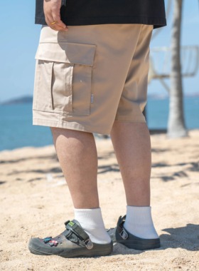 BAGGGGY 大码工装短裤索罗娜斜纹日系复古微廓版大口袋140-250斤