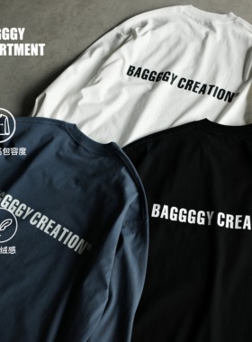 BAGGGGY 大码短宽廓形磨毛单缝线印花T恤140-280斤日系宽松长袖T
