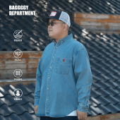 简约140 BAGGGGY10.2oz洗水牛仔衬衫 高密刺绣廓形复古大码 250斤