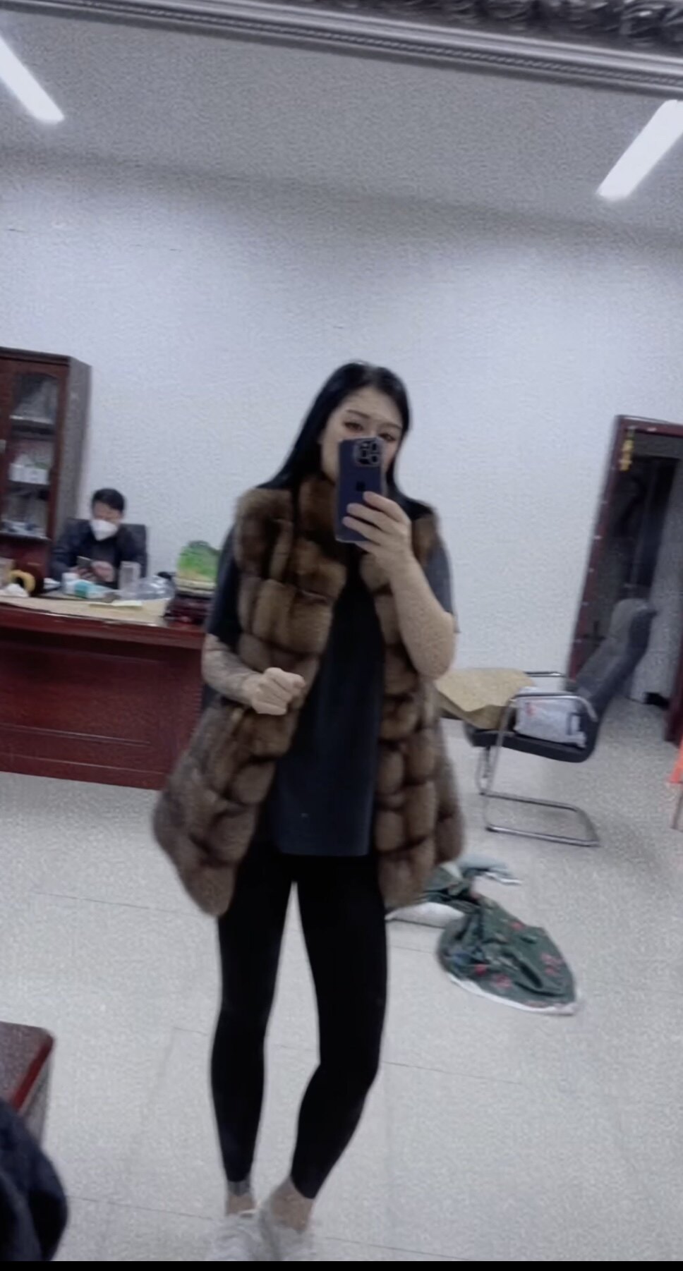 WWYUMO进口高端收腰女人味中长款小紫整貂马甲