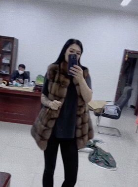 WWYUMO进口高端收腰女人味中长款小紫整貂马甲