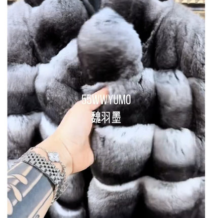 WWYUMO 2025新款进口青紫蓝皮草外套女整貂马甲中长款貂皮大衣