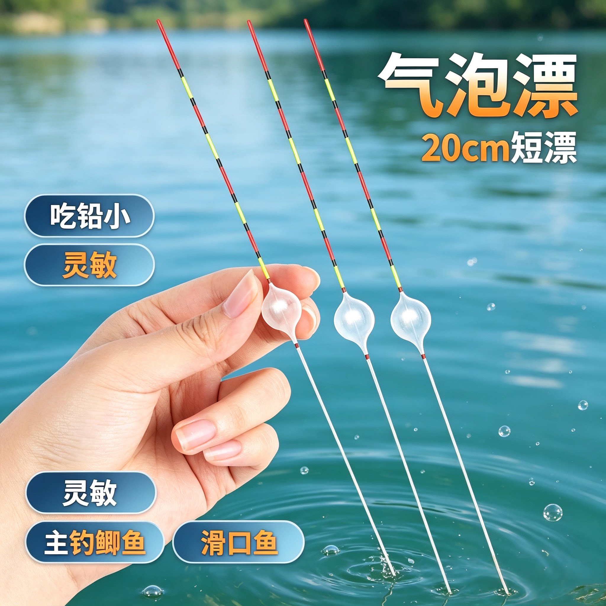 气泡浮漂浅水鲫鱼浮漂冬季滑口轻口立漂醒目高灵敏传统钓草洞短漂