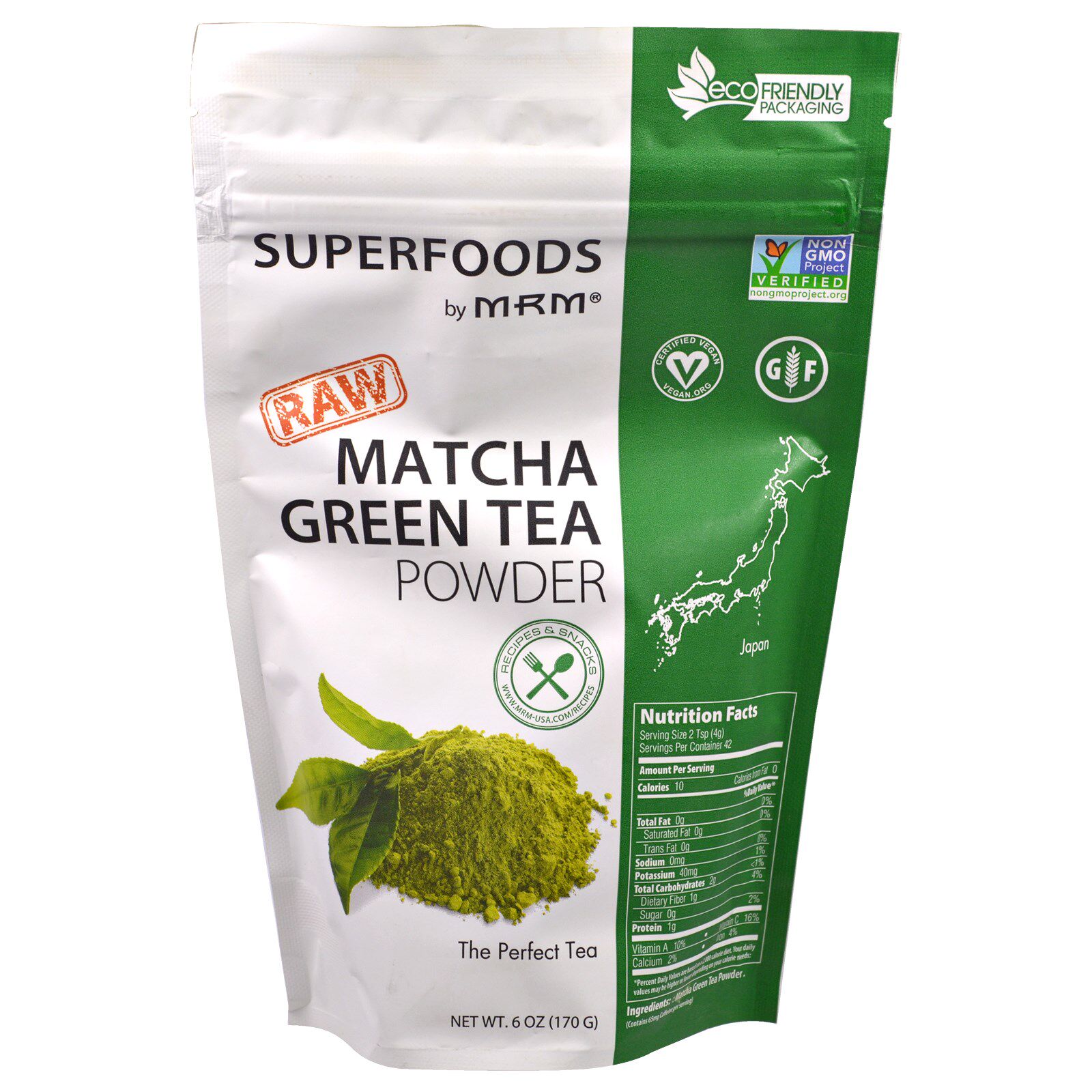 美国MRM无加工抹茶粉烘焙无糖绿茶粉无麸Matcha Green Tea Power