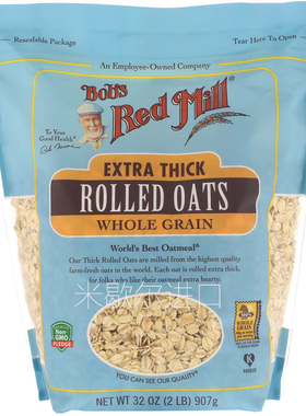 现货红磨坊Bob's Red Mill特厚滚压燕麦片无糖高纤维Rolled Oats