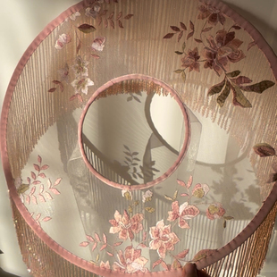 池之羽手作原创设计重工刺绣蔷薇粉流苏帷帽古风唐制影楼写真走秀