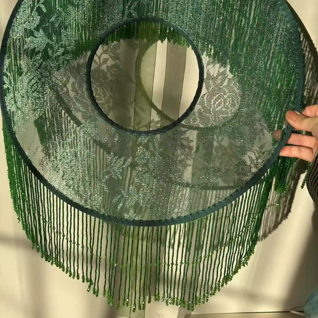 花间令鞠婧祎同款汉服绿色流苏帷帽防晒唐古风舞蹈走秀