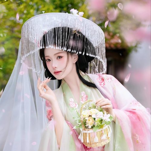 花间令鞠婧祎同款汉服流苏亲子帷帽唐古风舞蹈走秀帽子女斗笠幕篱