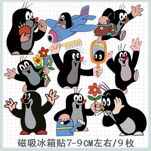 vitage复古怀旧 贴纸/磁力冰箱贴摩托车老动画鼹鼠的故事装饰配件