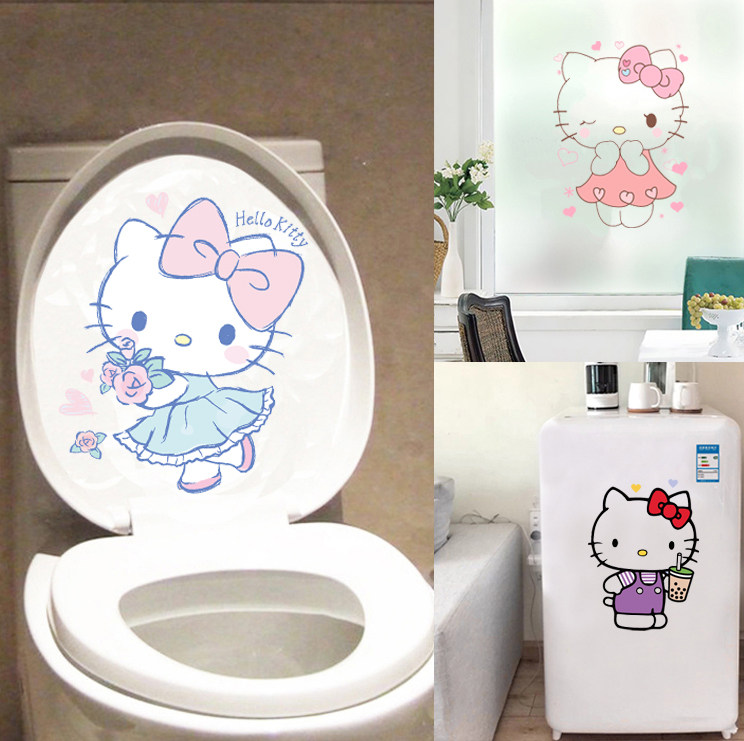kitty卡通动漫贴纸无痕浴室墙壁