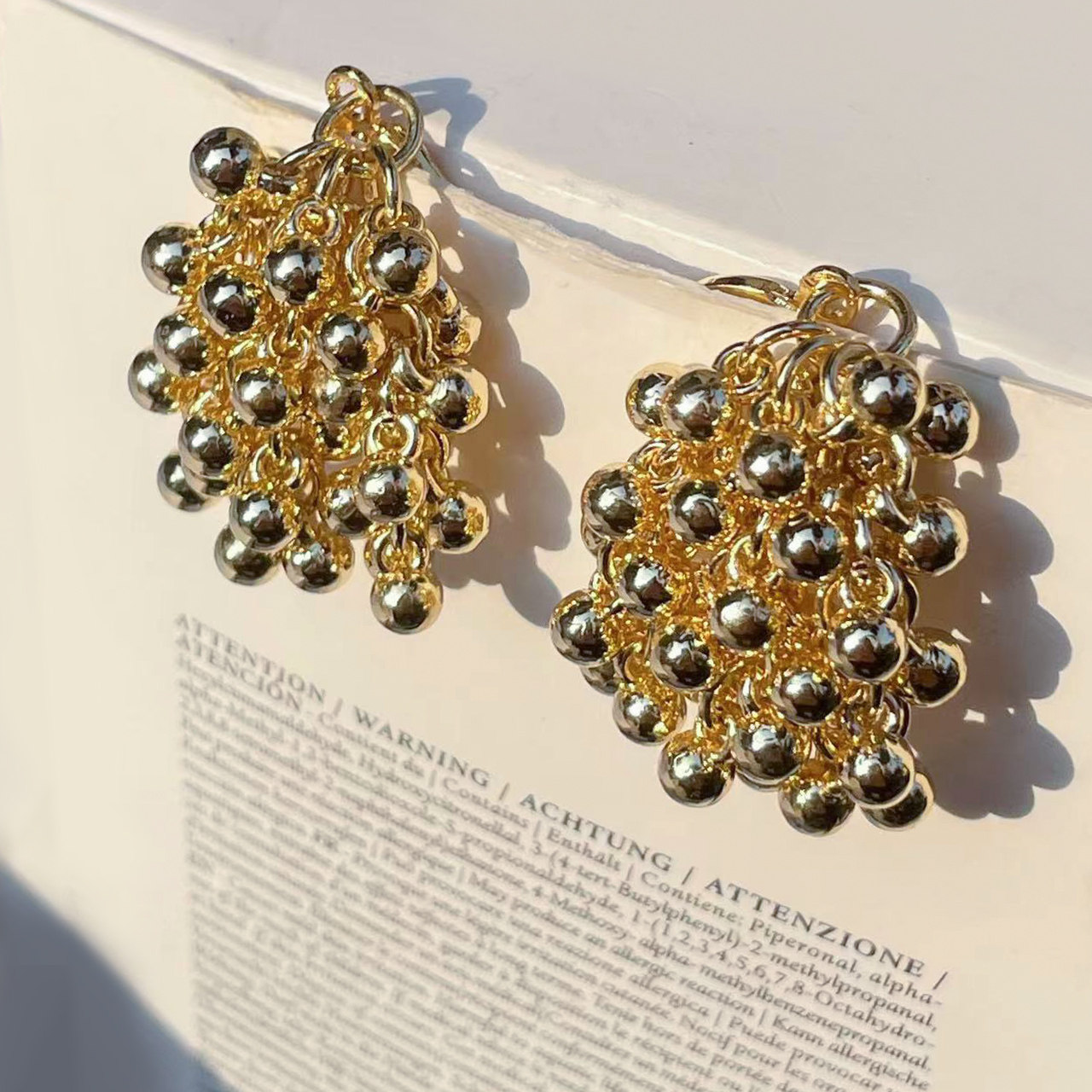 sunball《星星坠落》春夏新chic复古耳饰百搭亚金球球气质耳环