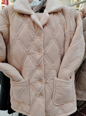 佳洁儿88196冬季女士纯色澳毛绒加厚夹棉居家套装