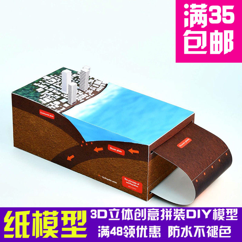 科学科技小制作地震的原理地震预防3d立体纸模型diy手工拼装玩具