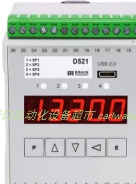 全新原装BRAUN转速表D521.12电源20-265V速度监测器D521.14