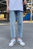 简约百搭毛边牛仔裤男夏季韩版直筒小脚九分裤港风K903/P55，男装牛仔裤，电商D202