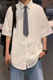 送领带夏季小清新百搭短袖衬衫男女百搭学院外穿衬衣C313/，男装衬衫，电商D202