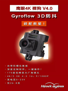 鹰眼4K裸狗V4.0 Gyroflow 3D稳定FPV高清航拍卡录 陀螺仪数据输出