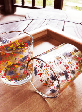 啤酒杯进口牛奶杯玻璃杯套装家庭印花6只（包邮）Qax2oezzxz