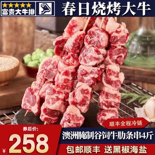 包邮4斤澳洲安格斯牛肋条串谷饲烧烤烤肉奶香新鲜牛肉口粮