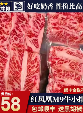 包邮4斤红凤凰m9和牛雪花牛小排烤肉片肋扇原切谷饲非日本m9+牛肉