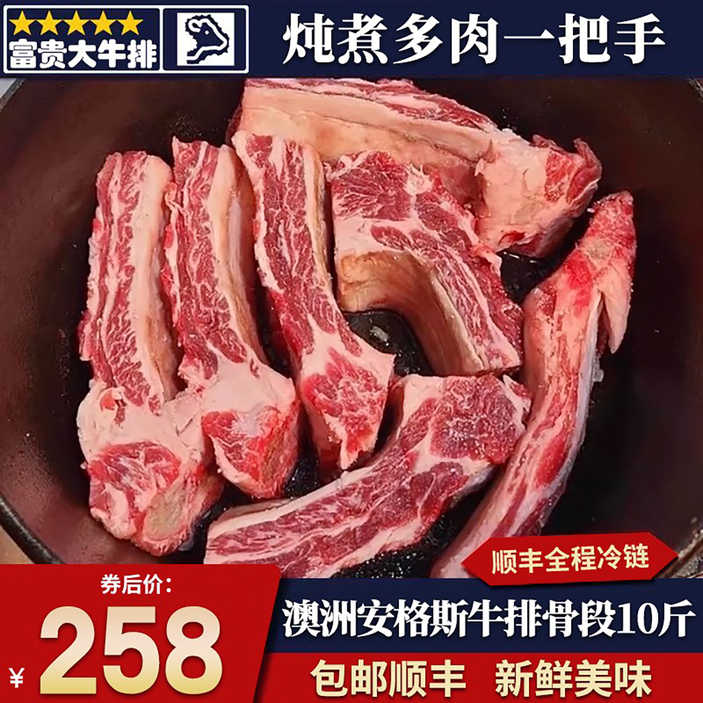 邮10斤澳洲m5和牛谷饲牛排骨段